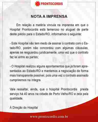 Direção do Prontocordis diz que não tem medo de assinar contrato, mas busca se resguardar