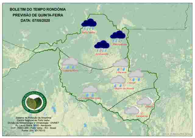 Sipam diz que frente fria ameniza temperaturas em Rondônia a partir desta quinta