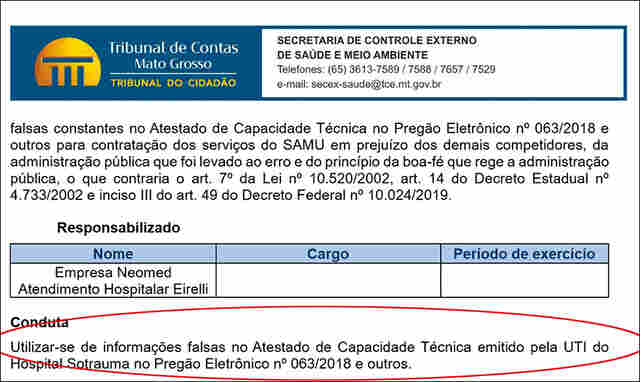 Pregoeira sabia de irregularidades de empresa denunciada; relatório do TCE do Mato Grosso aponta fraudes