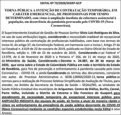 Pandemia: Governo abre nova seleção para área de saúde e administrativa