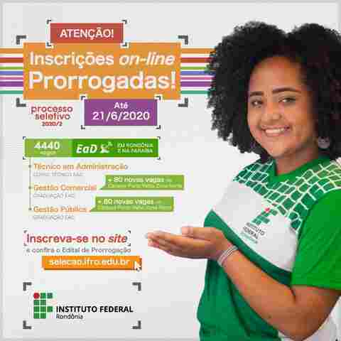 IFRO prorroga inscrições e amplia para 4440 vagas oferecidas em processo seletivo
