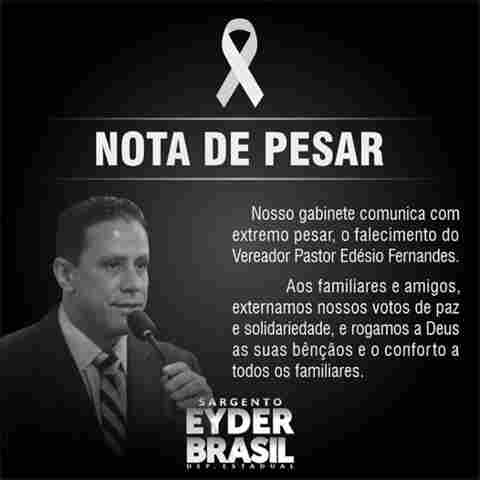 Nota de pesar deputado Sargento Eyder Brasil