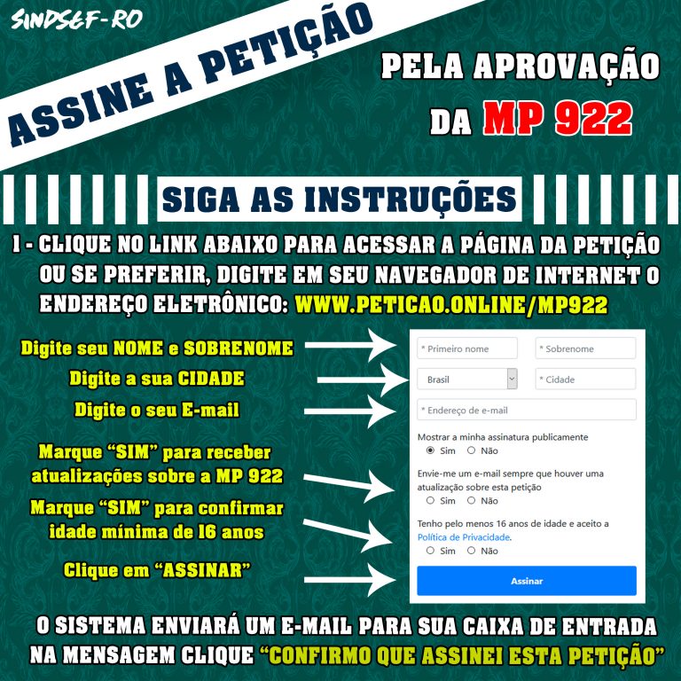 Abaixo assinado do Sindsef recolhe mais 500 assinaturas pedindo apoio para aprovação de emendas a MP 922; Entenda e assine