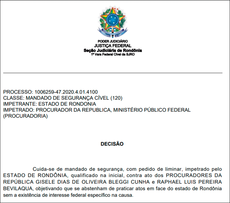 Governo impetra mandado de segurança para afastar atuação do MPF em fiscalizar ações de enfrentamento da Covid-19