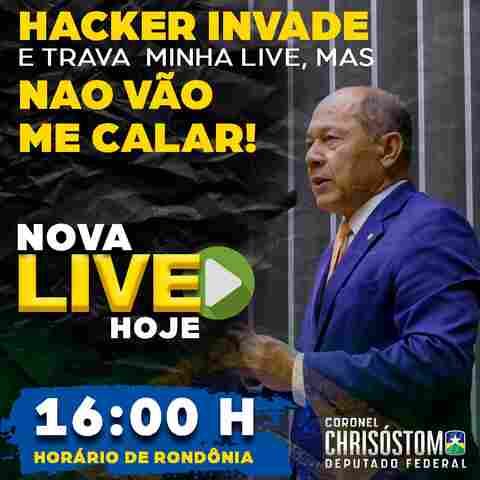 Hacker invade contas de redes sociais do deputado federal coronel Crisóstomo