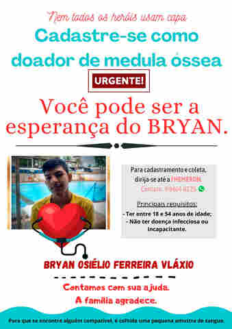 Família faz campanha em busca de doadores de sangue e medula para salvar jovem