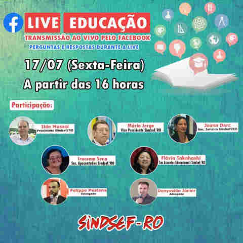 Educação é tema da live do Sindsef nesta sexta-feira, às 16 horas