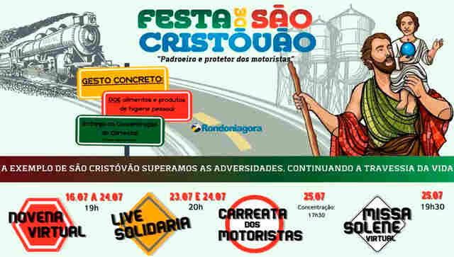 Carreata, sem procissão, celebra dia de São Cristóvão, no sábado em Porto Velho