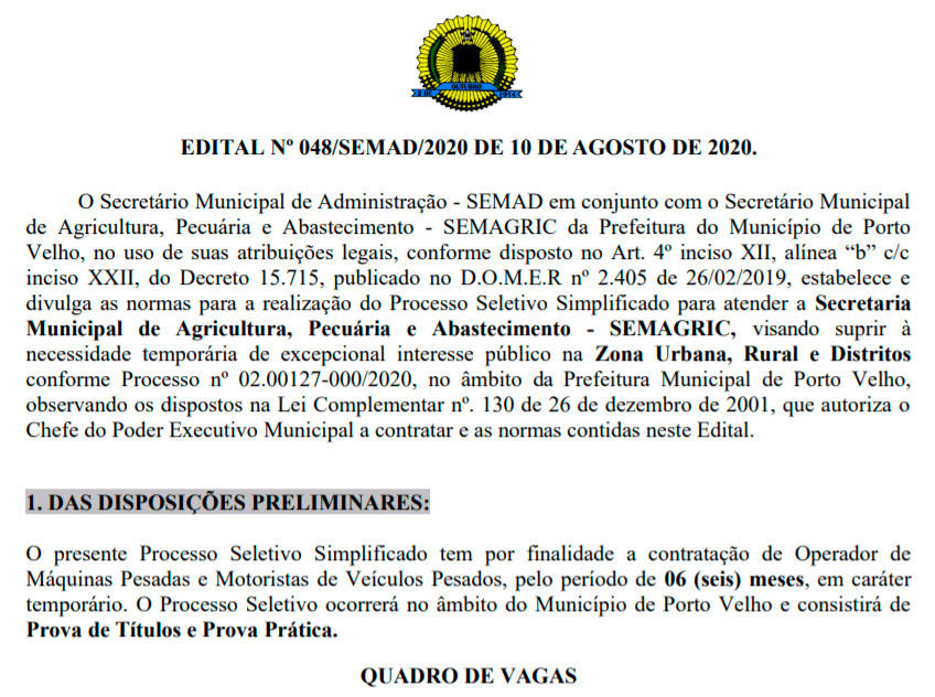 Prefeitura da Capital abre seleção para nível fundamental com salários de R$ 3.659,40