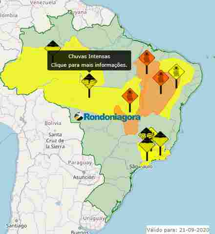 Defesa Civil alerta para chuvas intensas nas próximas horas em Rondônia