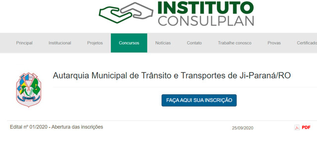 Abertas inscrições do concurso da Autarquia Municipal de Trânsito e Transportes de Ji-Paraná
