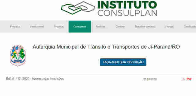 Abertas inscrições do concurso da Autarquia Municipal de Trânsito e Transportes de Ji-Paraná
