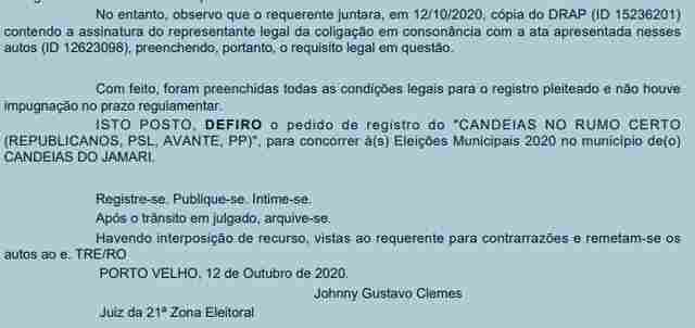 Justiça defere registro da coligação Candeias no Rumo Certo