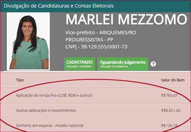 Candidata a vice em Ariquemes declara R$ 9 mil de bens, mas doa R$ 57 mil para a própria campanha