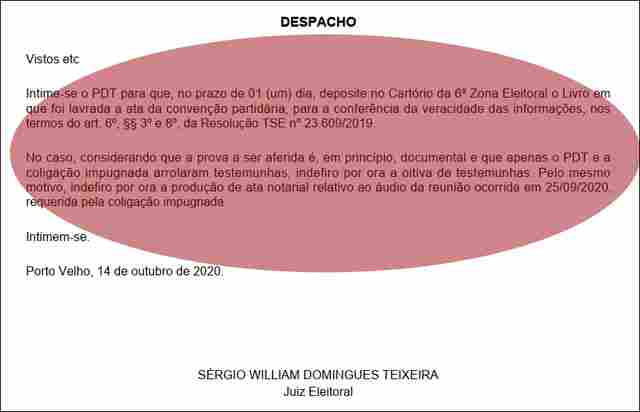 Após ordem de juiz, PDT entrega livro com ata da convenção em Porto Velho