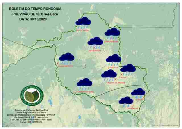 Sexta-feira terá friagem com chuva em todo o Estado, segundo o Sipam