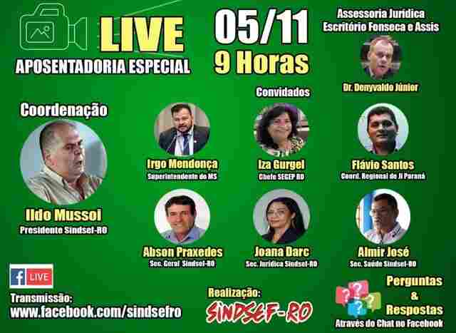 Sindsef convida filiados para live especial sobre Aposentadoria Especial nesta quinta-feira