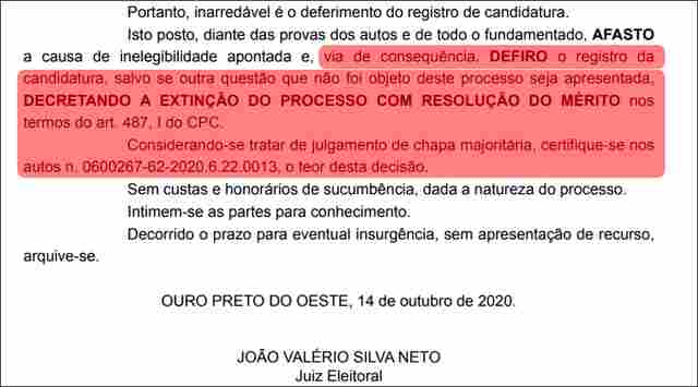 Ouro Preto: Contrariando “fake news”, chapa Testoni e Peragibe está na disputa e registro da candidatura foi deferido pela Justiça