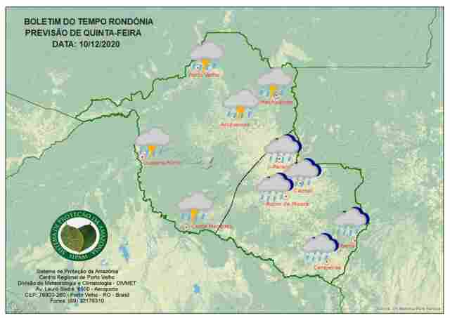 Quinta-feira será quente de dia e com chuvas à noite, diz Sipam