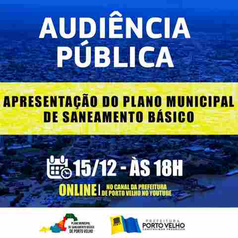 Plano Municipal de Saneamento Básico será apresentado nesta terça-feira durante audiência pública