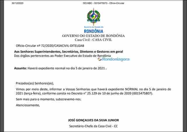 Governo decide não cumprir feriado decretado pela Prefeitura de Porto Velho no dia 5