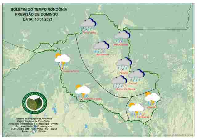 Sol aparece pouco neste domingo em Porto Velho, com possibilidade de fortes chuvas