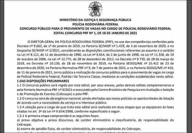 Sai do Edital do concurso da PRF com 1.500 vagas; confira