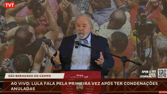 Ao vivo: Lula faz pronunciamento e diz ter sido vítima da maior mentira jurídica contada em 500 anos de História