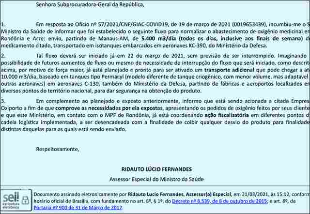 Ministério da Saúde aumenta quantidade de oxigênio medicinal para Rondônia e Acre