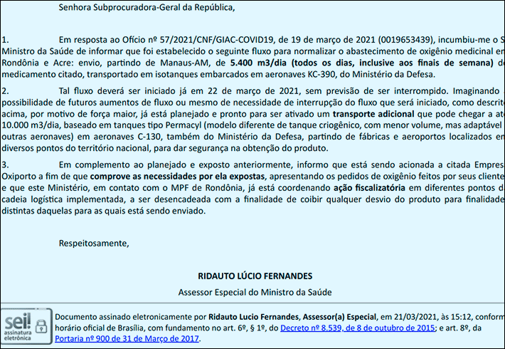 Ministério da Saúde aumenta quantidade de oxigênio medicinal para Rondônia e Acre