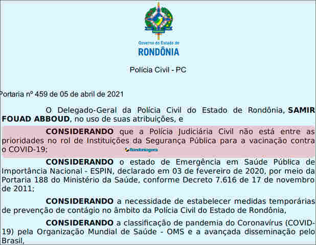 Após ficar fora da prioridade na vacinação, Polícia Civil limita atendimento em todo o Estado