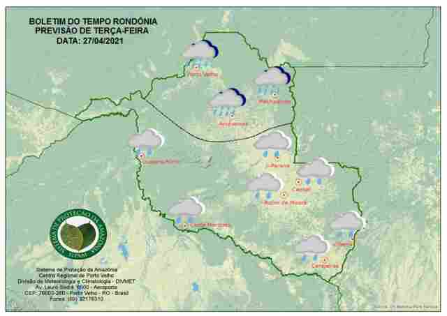 Terça-feira será chuvosa e com temperatura amena, diz Sipam