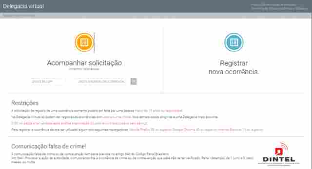 Delegacia Virtual deve ser utilizada para registrar ocorrências de menor complexidade