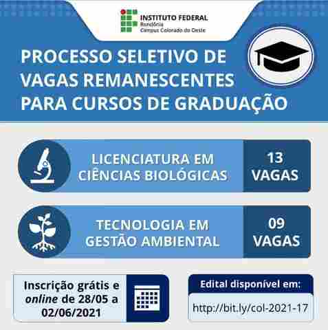 Ifro em Colorado do Oeste oferece vagas remanescentes em cursos de graduação