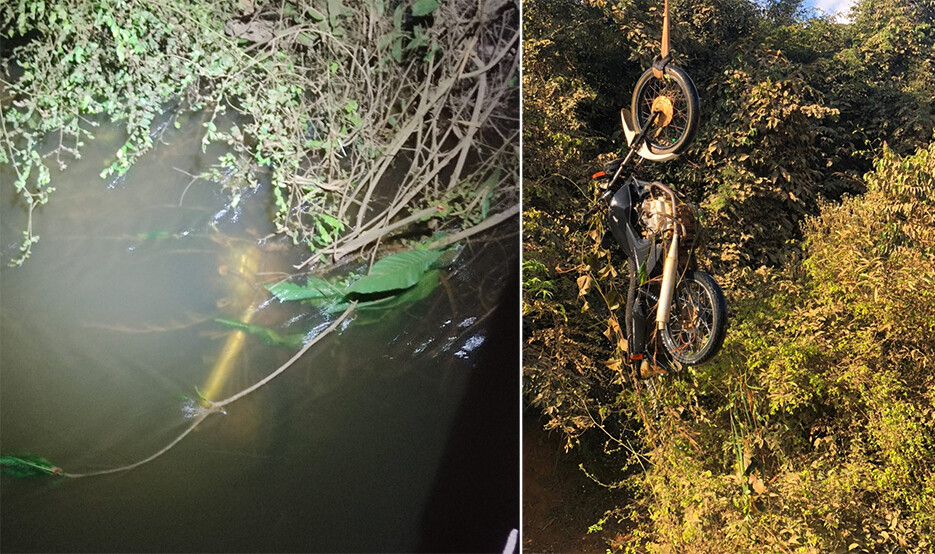 Policiais militares salvam motociclista que caiu em rio
