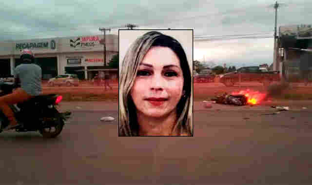 Motociclista é atropelada e morre na BR-364 em Porto Velho; moto pegou fogo
