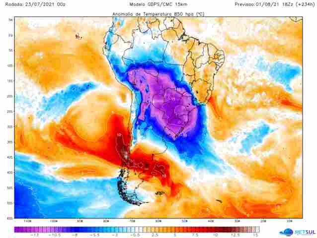 Onda de frio da próxima semana no país pode ser a mais intensa do século