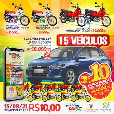 Rondoncap sorteia 15 veículos neste domingo; veja a premiação completa