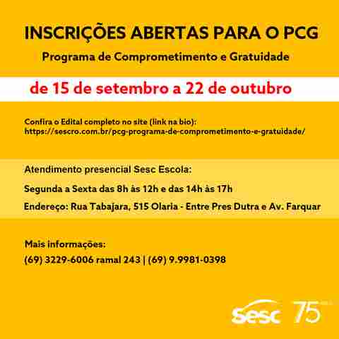 Sesc Escola abre processo seletivo para vagas gratuitas em Porto Velho