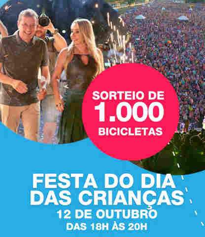 Primeira-dama coordena festa com sorteio de 1.000 bicicletas no dia das crianças