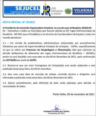 Sejucel não consegue licitar prestação de serviços, e decide adiar JIR 2021