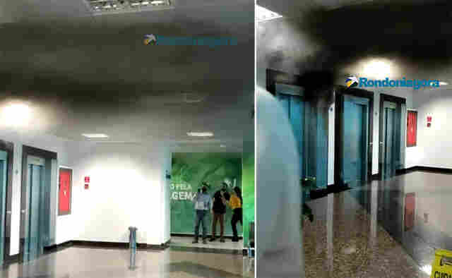 Elevador pega fogo no prédio da Seduc, no CPA em Porto Velho
