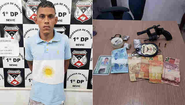 Polícia vai cumprir mandado de busca e encontra arma e droga em casa de investigado