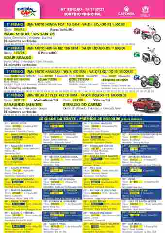 Rondoncap tem prêmios de R$ 50 mil e três tvs; veja sorteio do último domingo