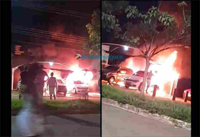 Vídeo: incêndio destrói cinco veículos em revenda na capital