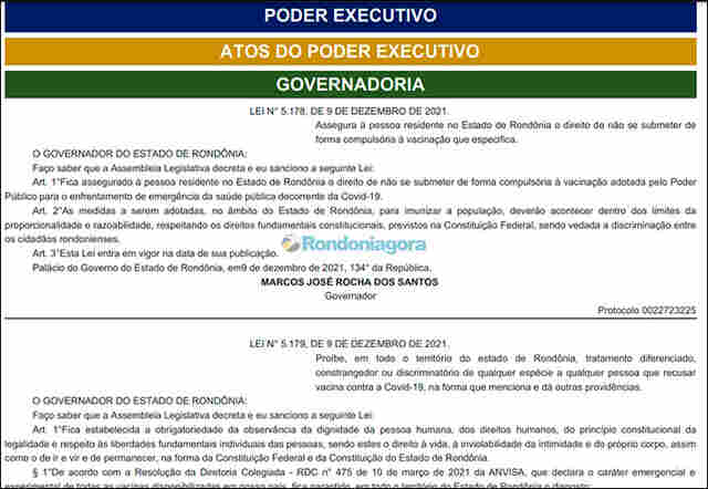 Governador sanciona leis proibindo exigência de comprovante de vacinação e punição a quem não quiser se vacinar
