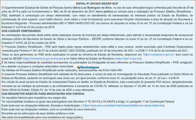 Salários de até R$ 9.040,03: Governo de Rondônia abre seleção e oferece 127 vagas para todos os níveis