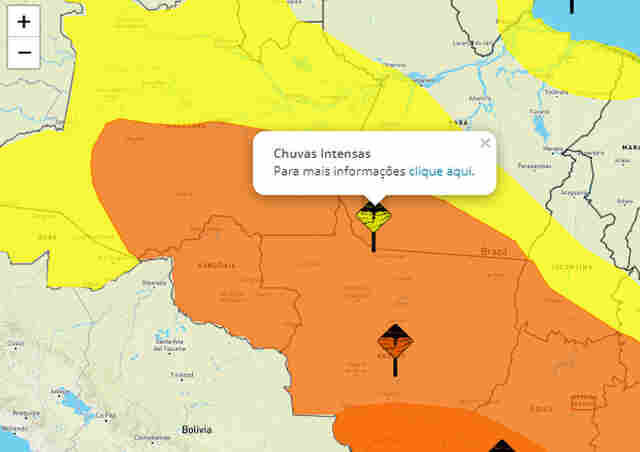Instituto Nacional de Meteorologia divulga alerta sobre chuvas intensas em Rondônia
