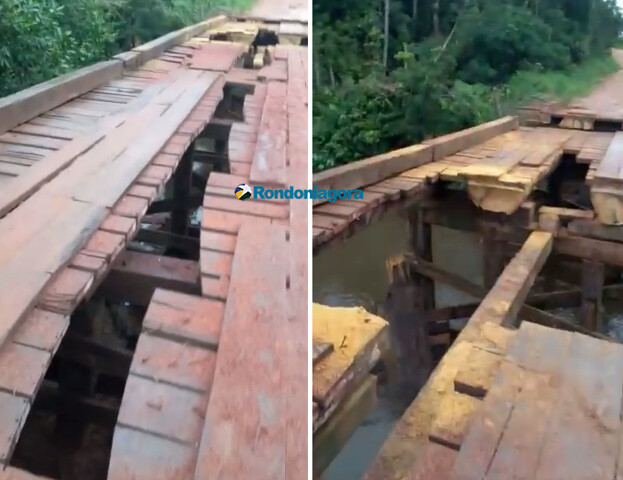Vídeo: ponte é serrada em ação criminosa e moradores ficam sem acesso na zona rural de Nova Mamoré