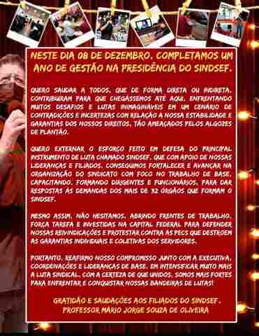 Mensagem do presidente do Sindsef